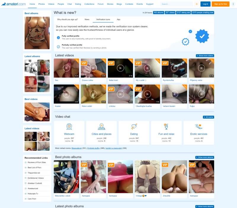 Amateri.com homepage
